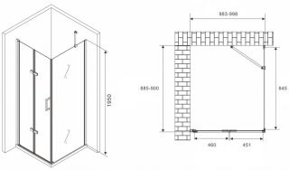 Душевой уголок ABBER Zart AG08100P-S91 100x90см хром